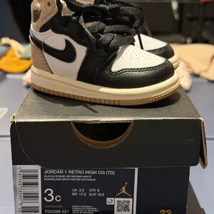 Jordan 1 Retro High OG Baby Sneakers - Black, Tan, White
